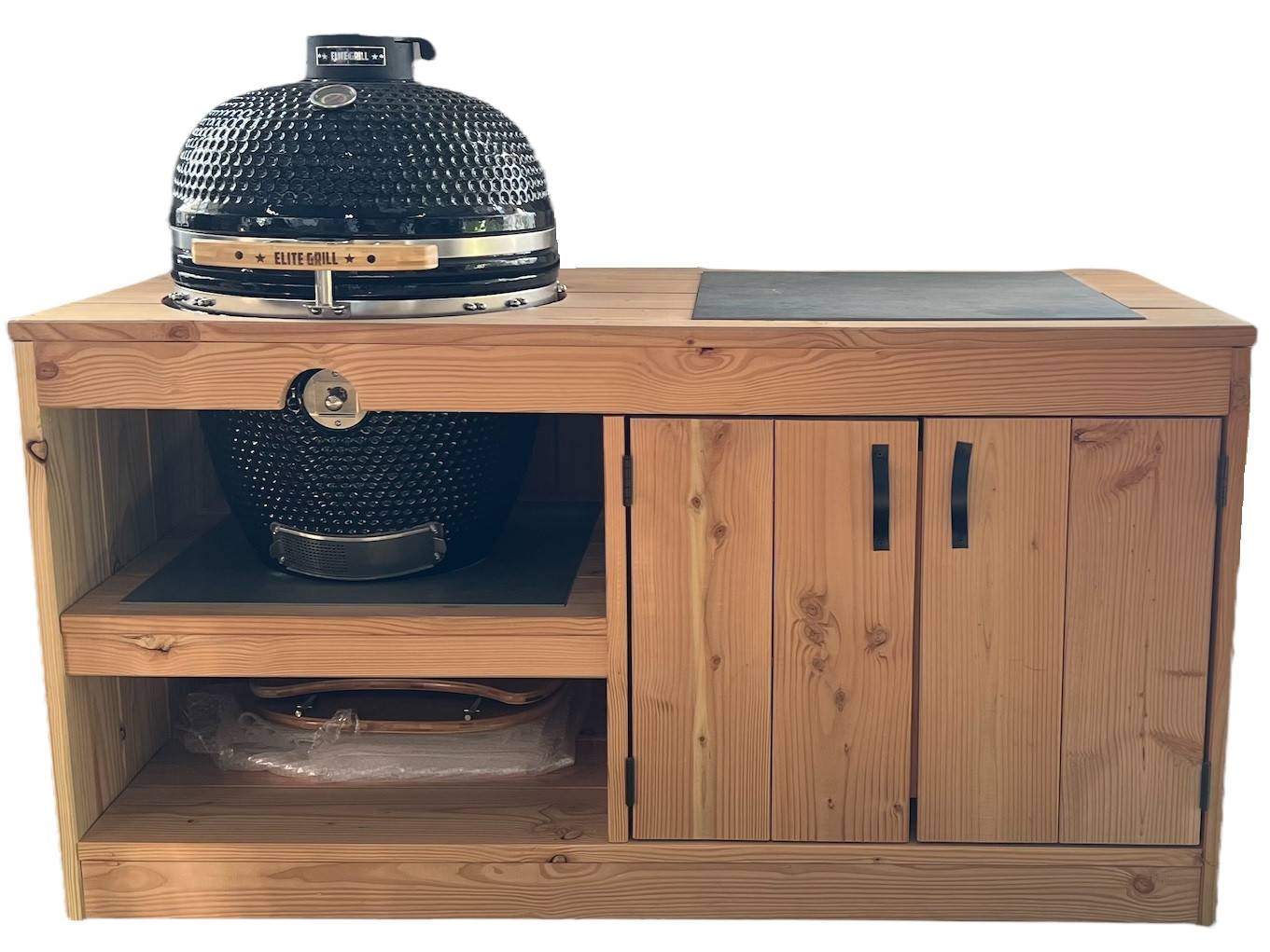 EliteGrill BBQ Barbecue Tafel - Houten Meubel - Kamado - Geschikt voor 55 cm | 21 inch - Naturel Hout