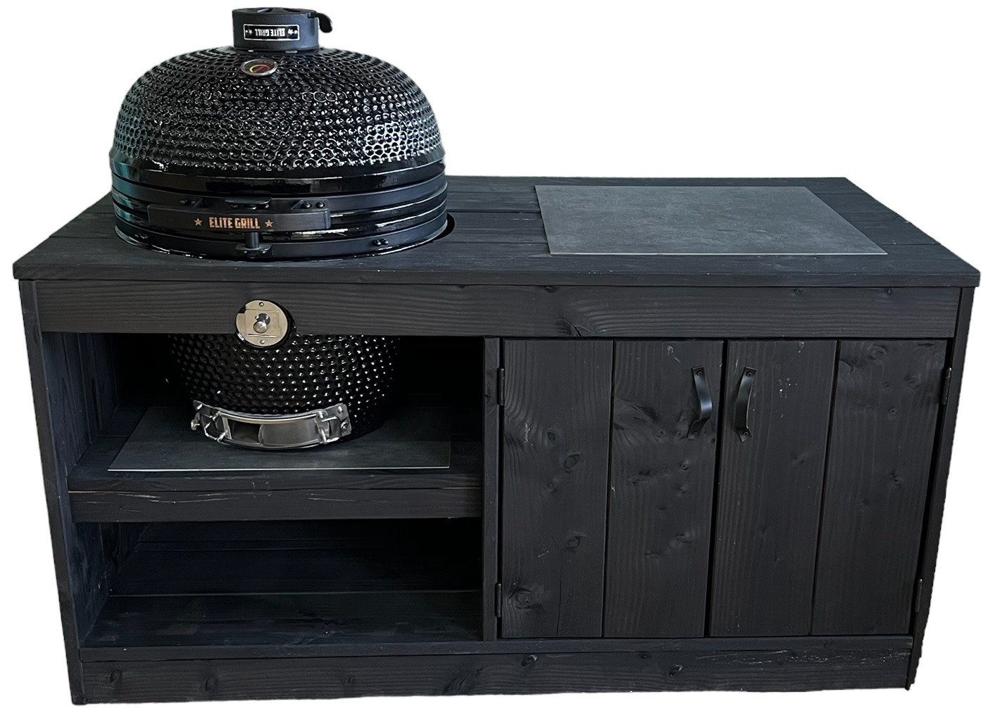 EliteGrill BBQ barbecue Tafel - Houten Meubel - Kamado - Geschikt voor 55 cm | 21 inch - Black Hout 