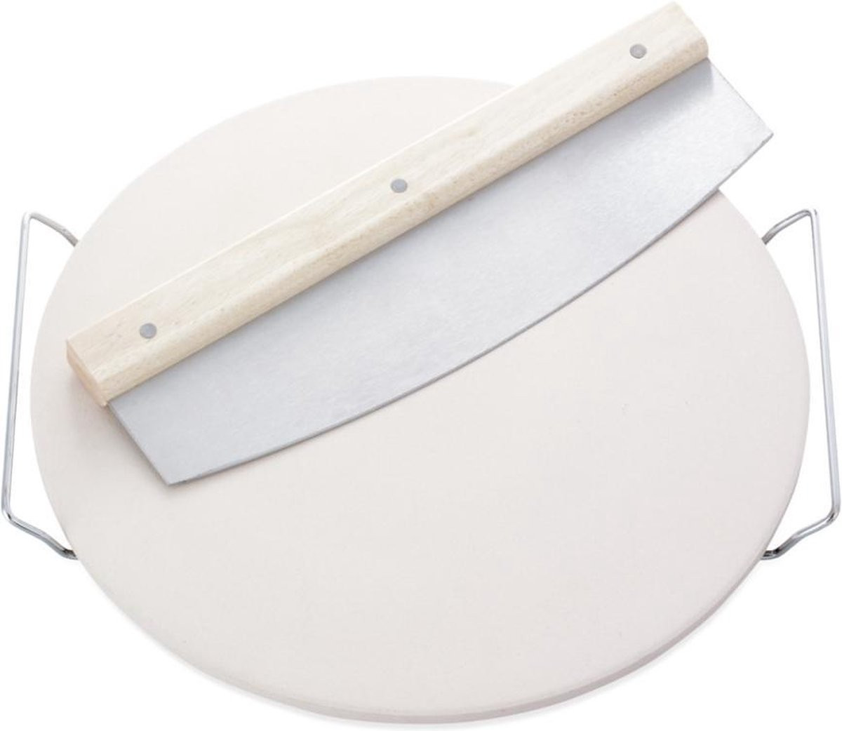 Leifheit Pizzasteen 33 cm - Rond - met RVS Wiegemes